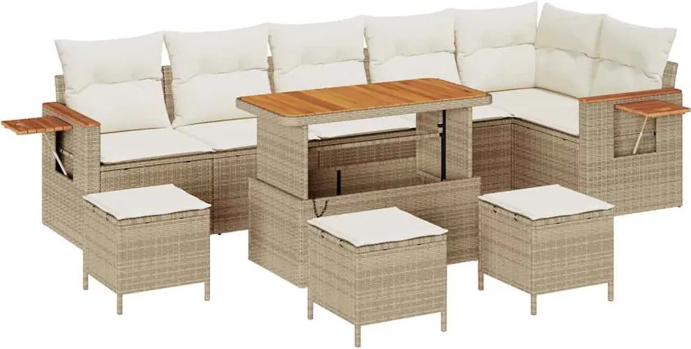 vidaXL Set de canapele pentru grădină 12 pcs Bej și crem poliratan