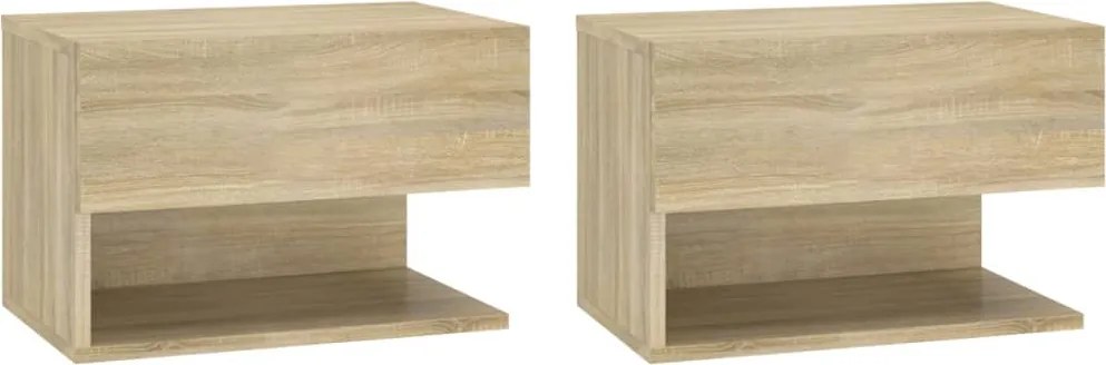 vidaXL Noptiere de perete, 2 buc., stejar sonoma