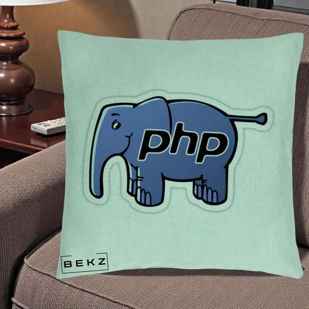Perna Personalizata PHP Elephant, 40x40 cm, Verde Menta, Husa Detasabila, Perna Inclusa, BEKZ®