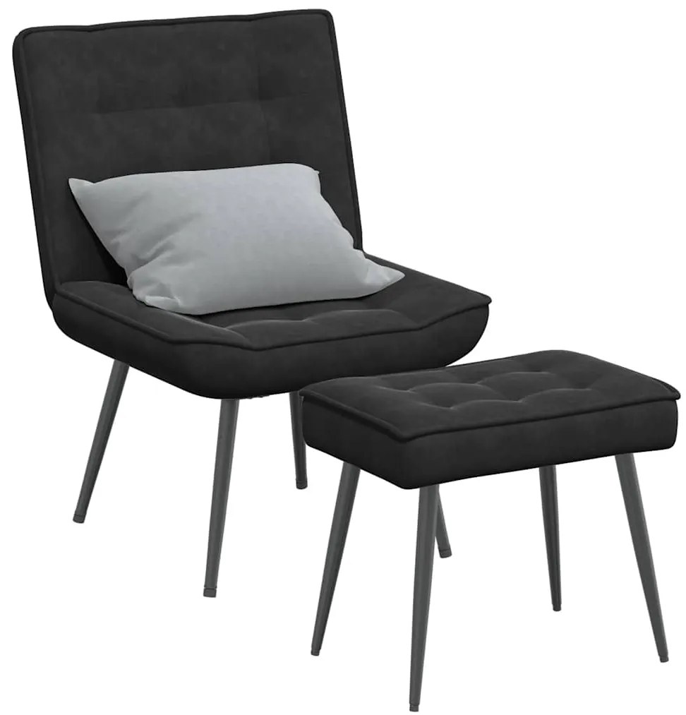 vidaXL Scaun de relaxare cu taburet, negru, catifea