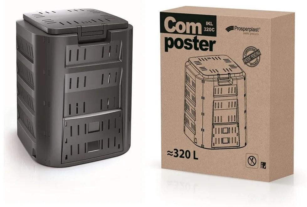 Compost, 320 l, negru