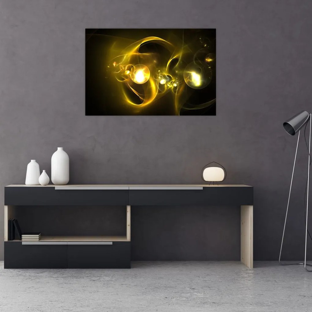 Tabloul abstract cu bile galbene (90x60 cm)
