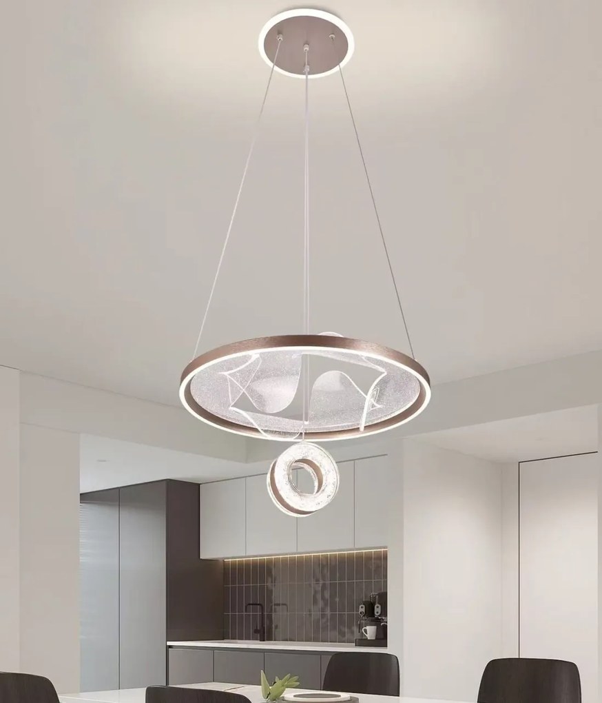 Lustra LED suspendata, 164W, gri elegant, telecomanda, inaltime reglabila