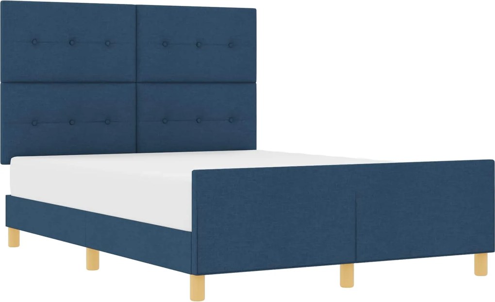 vidaXL Cadru de pat cu headboard albastru 140 x 200 cm țesătură