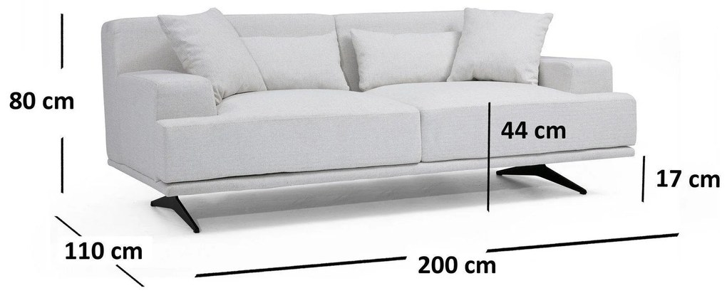 Canapea Fixa cu 2 Locuri Bentley, 200 x 80 x 110 cm
