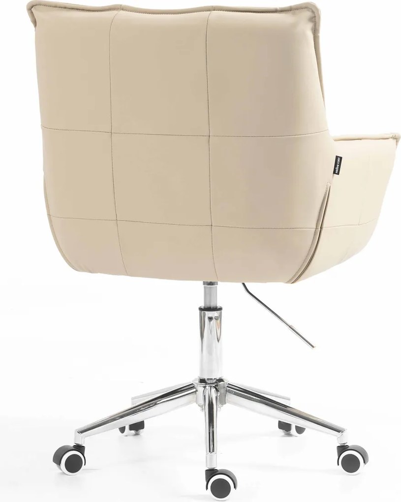 HR560K Scaun Crem Piele Ecologica Premium Soft cu Bază Cromata