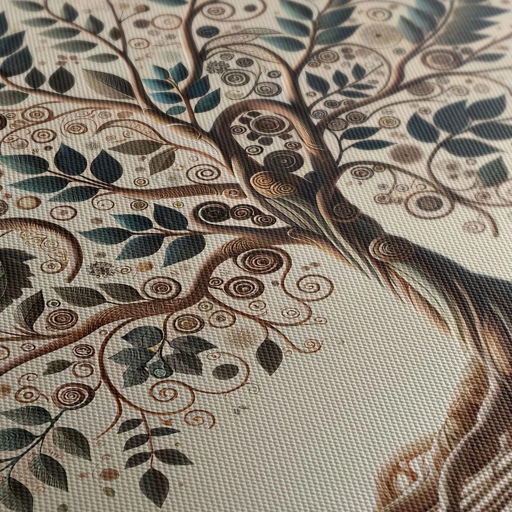 Tablou arborele vieții cu frunze și spirale