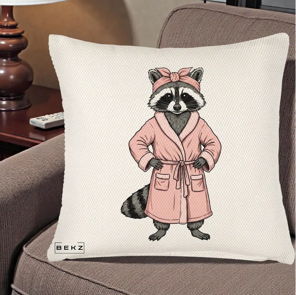 Perna Decorativa Albinuta Kawaii Vesela, 40x40 cm, Crem Reliefat, Husa Detasabila, Perna Inclusa, BEKZ®