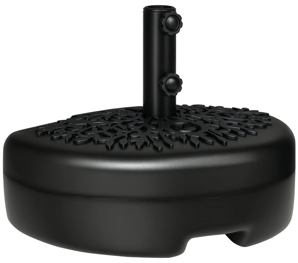Outsunny Baza Umbrelei Semicirculare Umplută cu Nisip sau Apă, Suport Umbrelă de Soare Montat pe Perete pentru Stâlpi 38-48mm, Negru | Aosom Romania