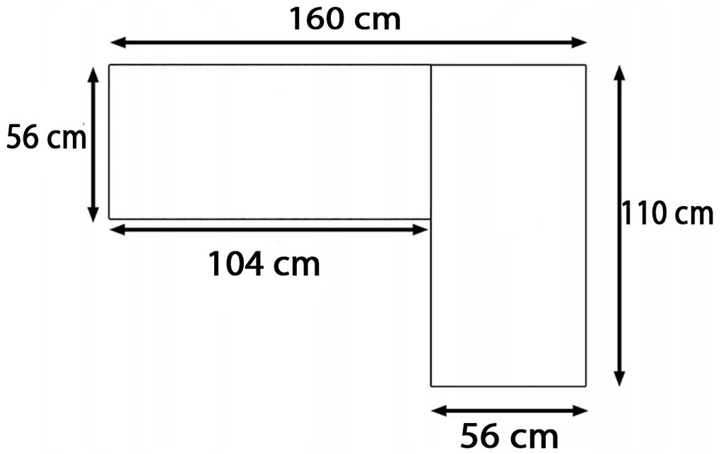 Birou Verin colt drept, 160 cm, pe bază de metal cu panouri - stejar auriu / negru