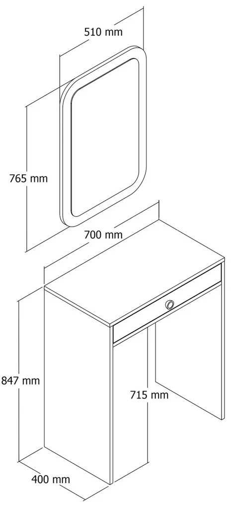 Lisbon Mirror White Cosmetic Table