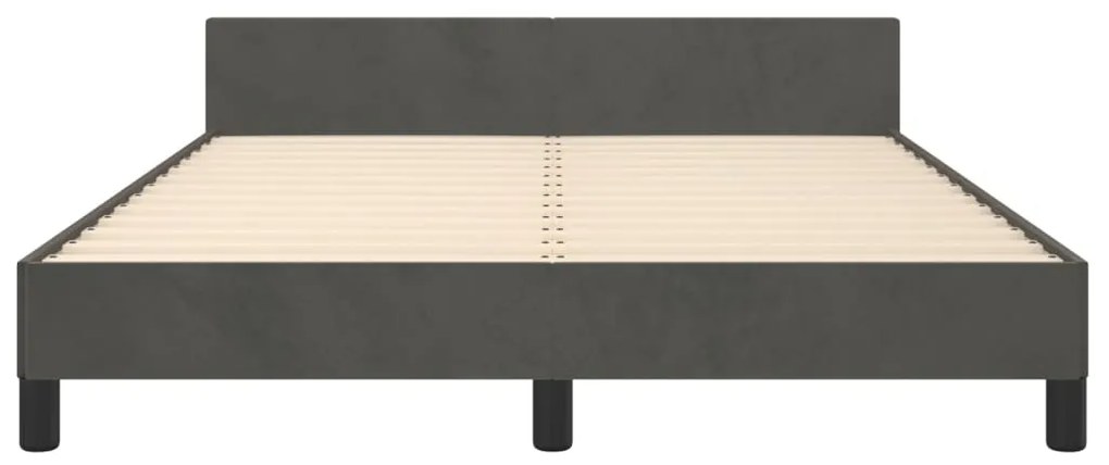 Cadru de pat cu tablie, gri inchis, 140x200 cm, catifea Morke gra, 140 x 200 cm, Benzi orizontale