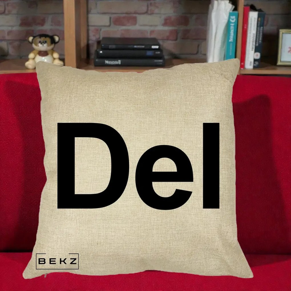 Perna Personalizata Tasta Del Tipografie Bold, 40x40 cm, Crem, Husa Detasabila, Perna Inclusa, BEKZ®