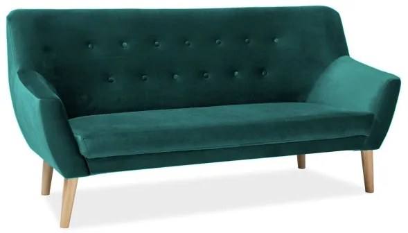Canapea din catifea Nordic verde, 3 locuri