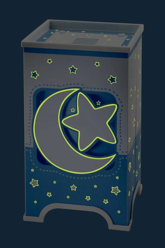 Veioza camera copii cu detalii ce stralucesc in intuneric, Moon Light albastru 63230T DB