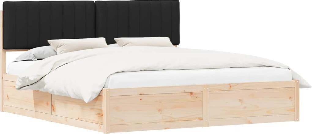 vidaXL Cadru de pat cu tăblie tapițată cu headboard Negru 180 x 200 cm