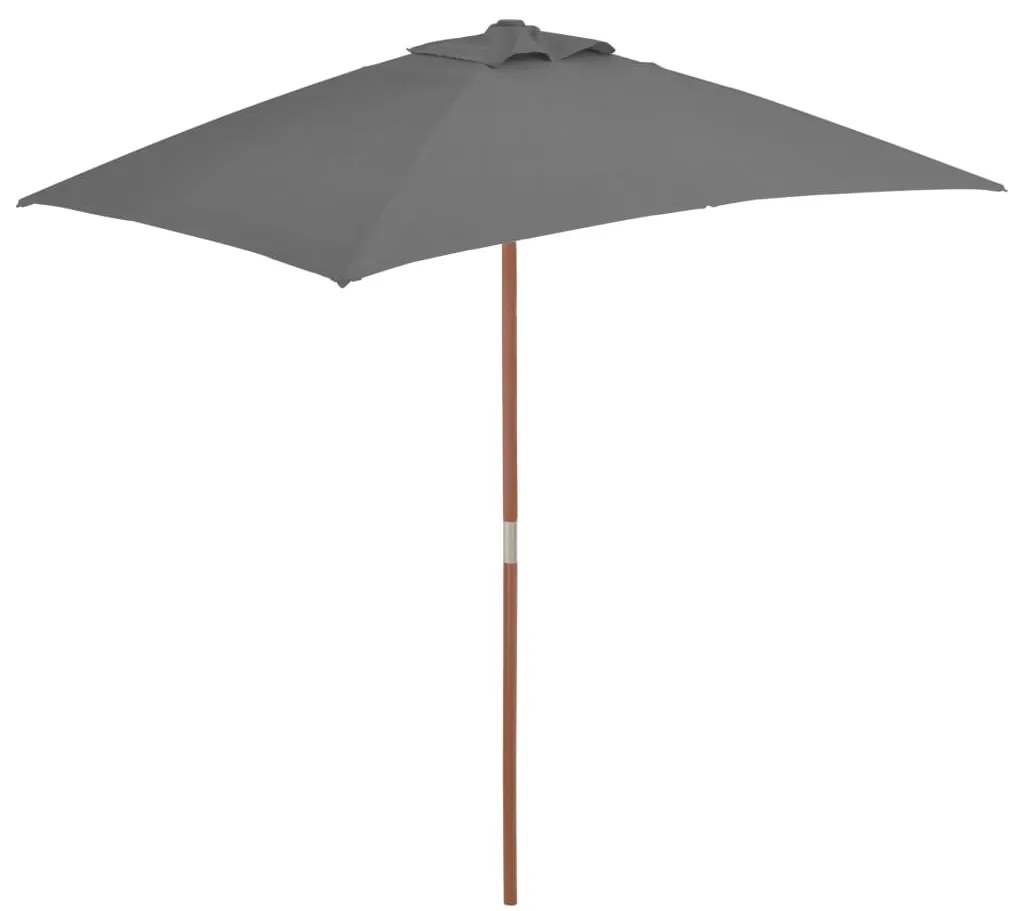 vidaXL Umbrelă de soare, exterior, stâlp lemn, 150x200 cm, antracit