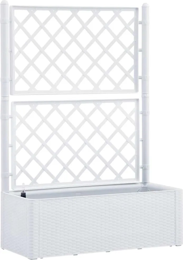 vidaXL Strat înălțat grădină cu spalier și sistem automat udare, alb