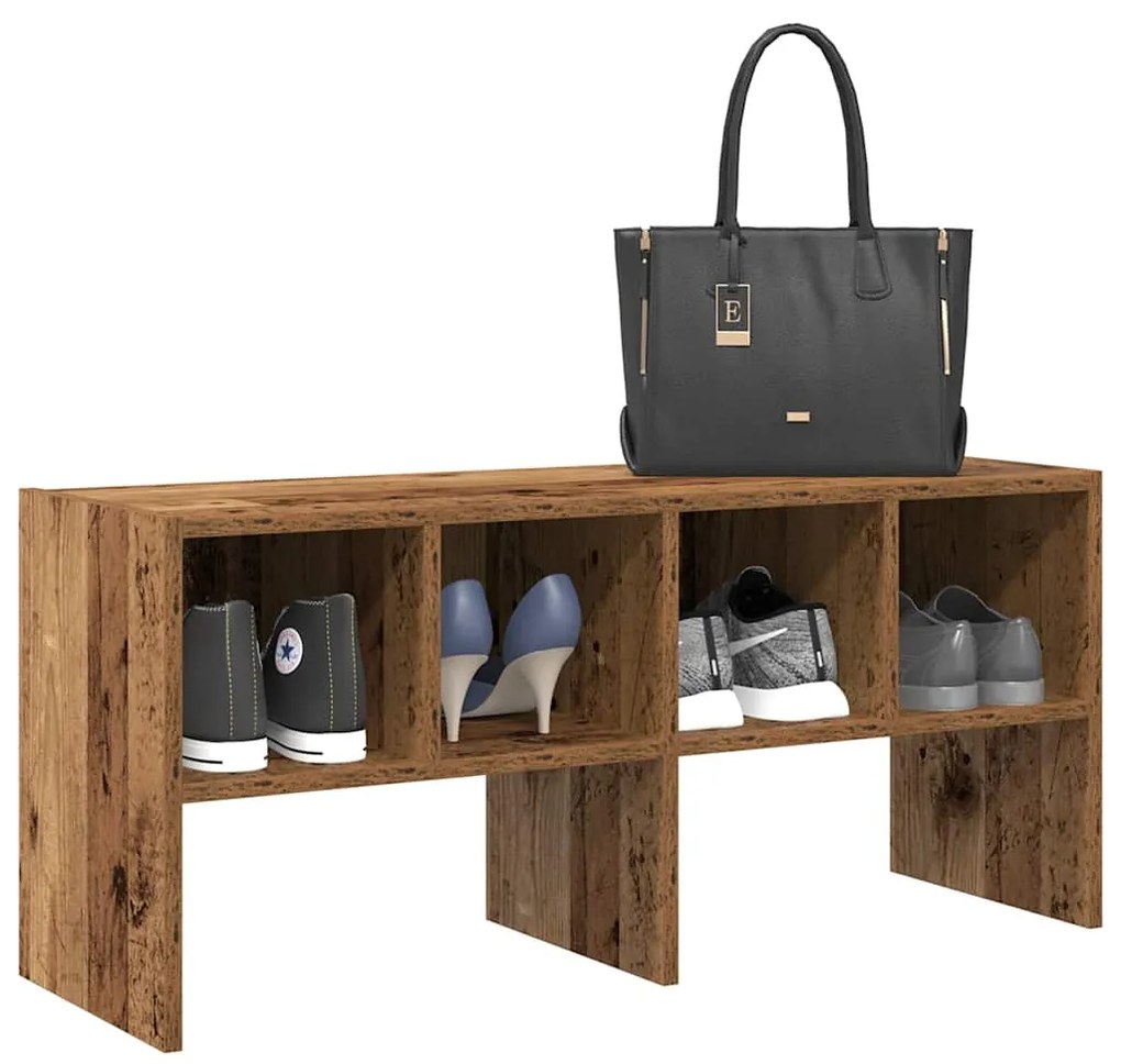 vidaXL Suport pantofi stivuibil din lemn vechi 89,5x30x40 cm