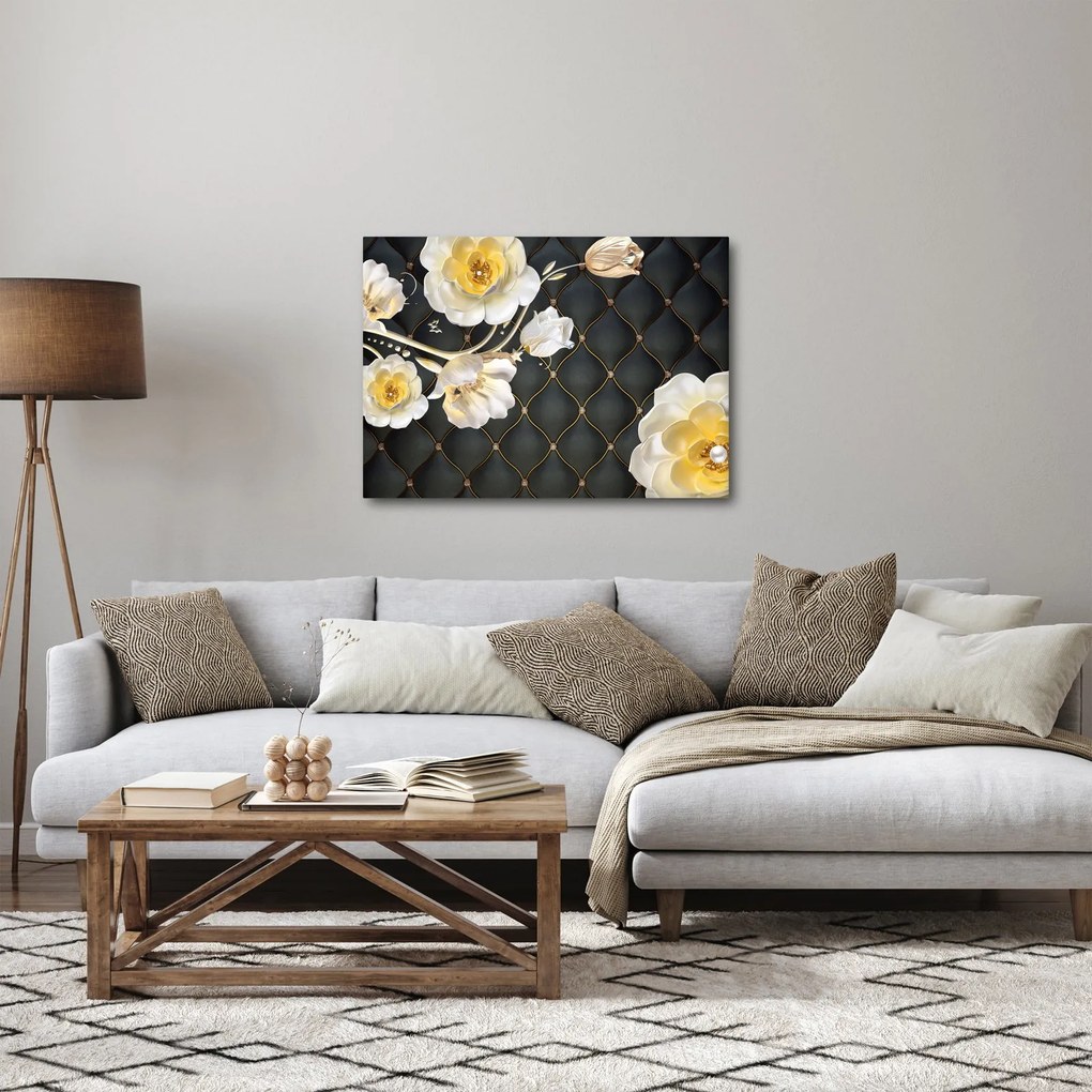 Tablou - Imagine cu flori de trandafir alb (70x50 cm)