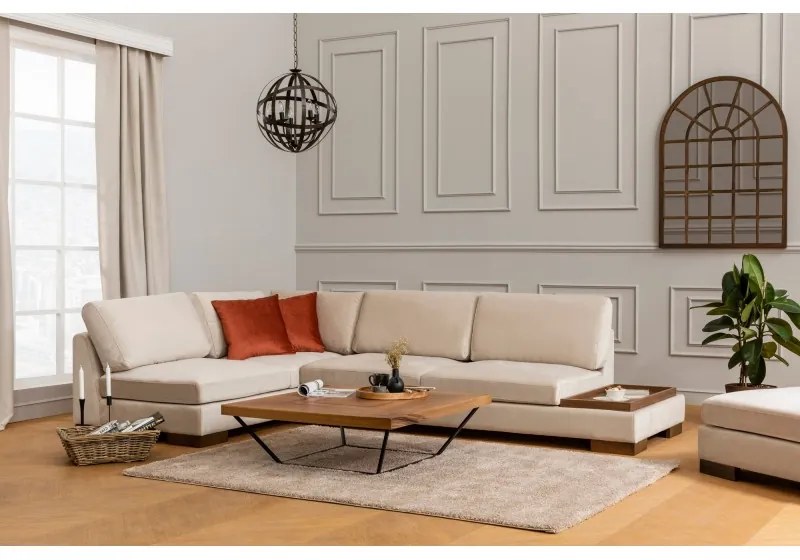 Canapea Tip Coltar cu Suport Cafea Tulip Corner Left Without Pouf - Beige