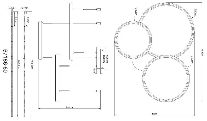 Lustra suspendata LED CCT, Telecomanda, BRIGGS 67186-60 GL