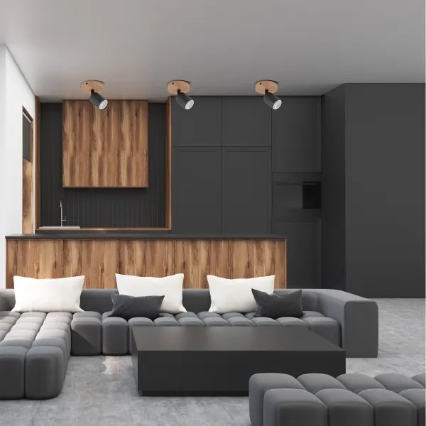 Spot TOP WOOD 1xGU10/10W/230V negru/lemn