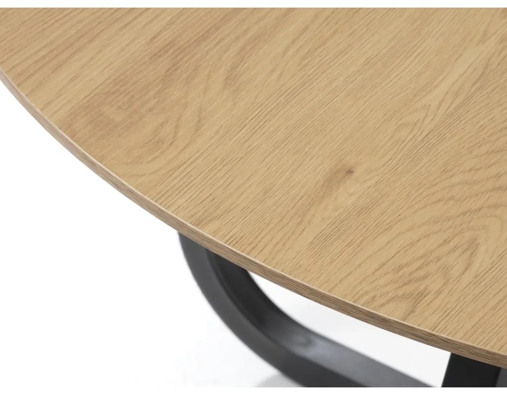 Masă de dining în culoare naturală rotundă cu blat cu aspect de lemn de stejar ø 120 cm Cesura – Unique Furniture