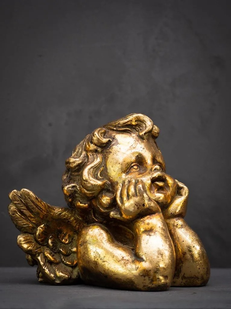 Decoratiune de masa, ingeras decorativ, din rasina, Thinking