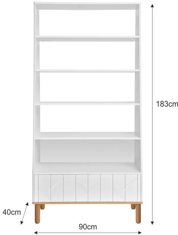Biblioteca Toteme botanic alb/stejar H183 cm
