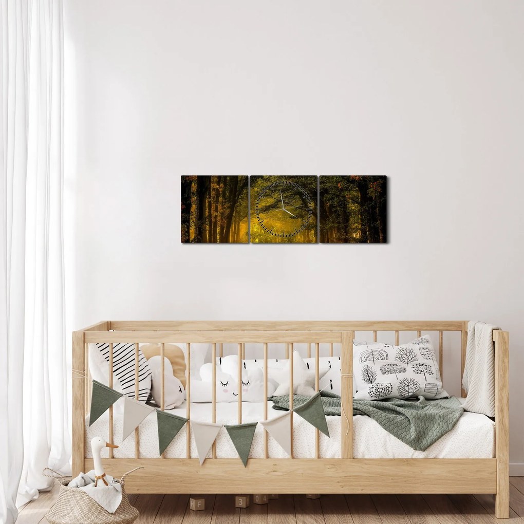 Tablou cu pădure (cu ceas) (90x30 cm)