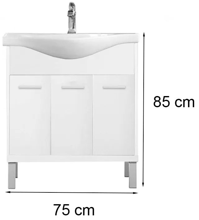 Mobilier complet de baie Nerva Prime 75 alb