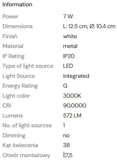 Spot LED incastrabil directionabil Galexo alb