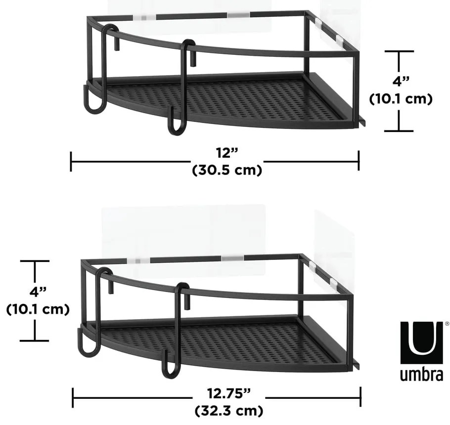 Rafturi negre de colț autoadezive din oțel 2 buc. Cubiko – Umbra