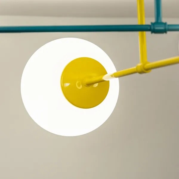 Lustru aplicat MOON, 4xE27/15W/230V, turcoaz/galben