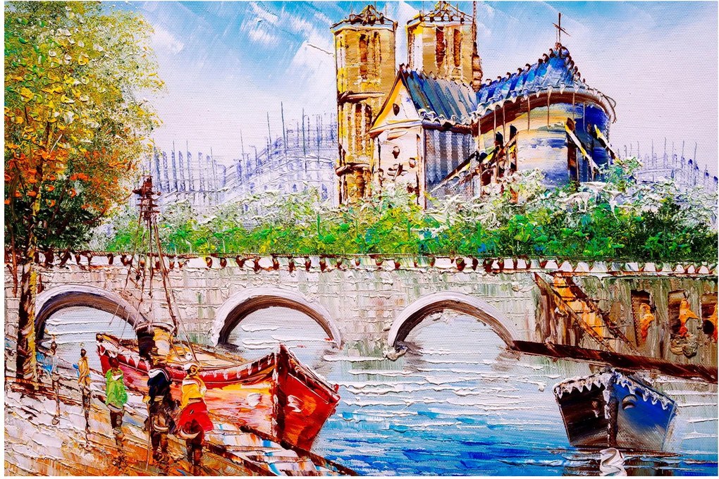 Tablou - Pictură în ulei a orașului (90x60 cm)