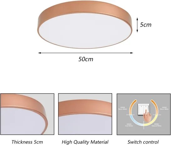 Brilagi - Plafonieră LED POOL, 60 W / 230 V, 3000/4000/6000K, diametru 50 cm, finisaj bronz