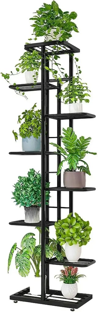 Suport ghivece flori BAMIR TIP 4, gri, metal, 44x22x141 cm