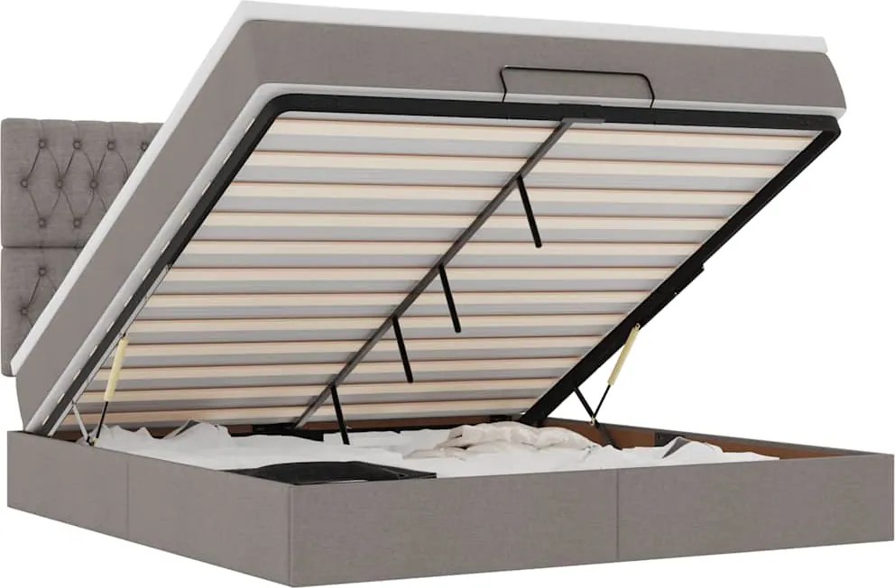 vidaXL Cadru de pat otoman cu saltea Taupe 180x200cm Material