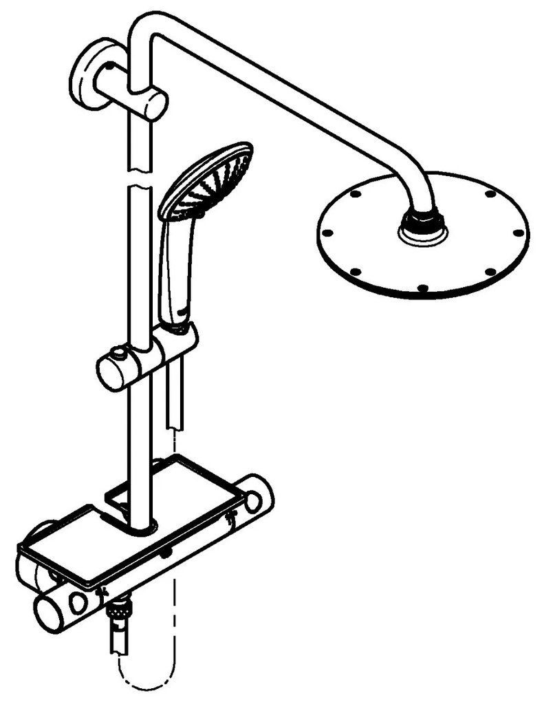 Coloana de dus Grohe Euphoria System 210, termostat, brat dus, crom - 26363000