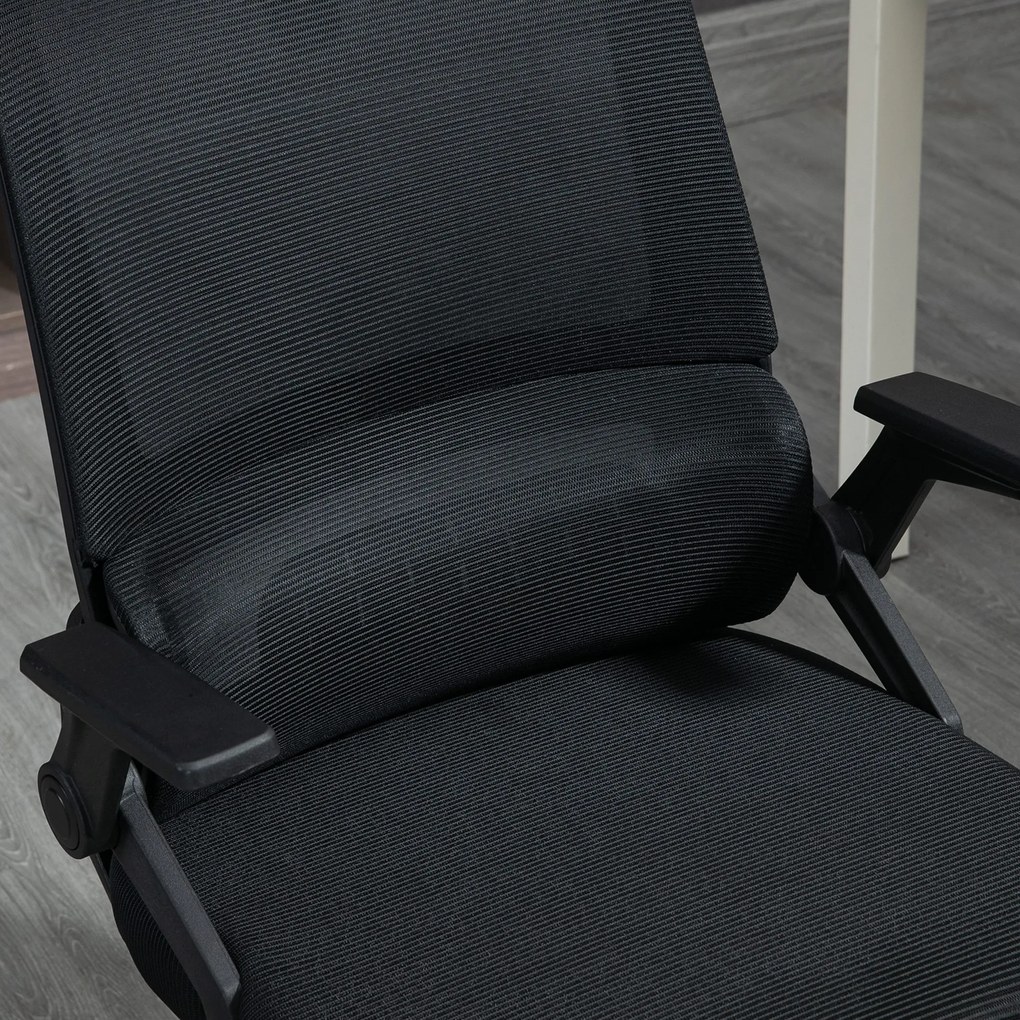 Vinsetto Fotoliu de birou reglabil cu husa din plasa poliester, spatar ergonomic inclinabil pivotant Negru | Aosom Romania