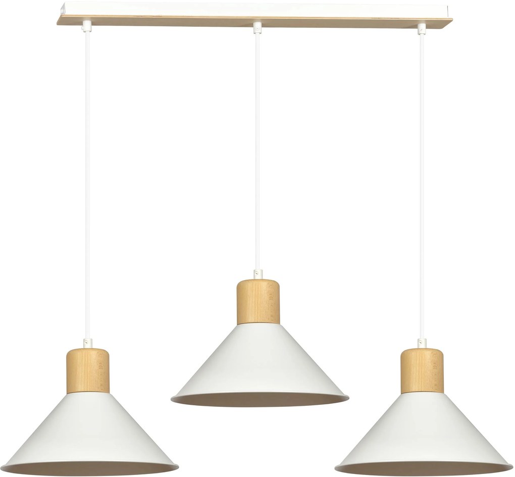 Emibig Rowen lampă suspendată 3x60 W alb-lemn 1045/3