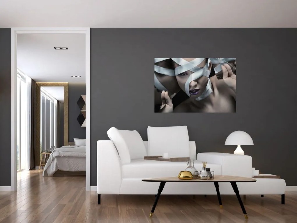 Tablou cu femeie și panglică (90x60 cm)