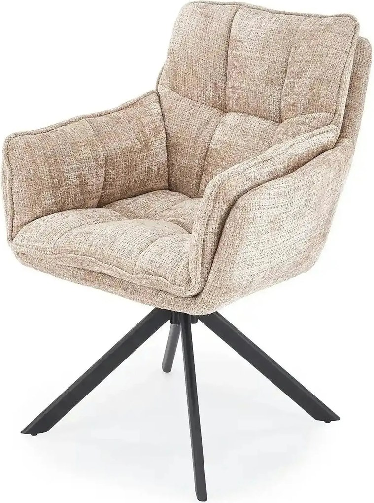Scaun rotativ K597, bej/negru, stofa/metal, 70x67x90 cm