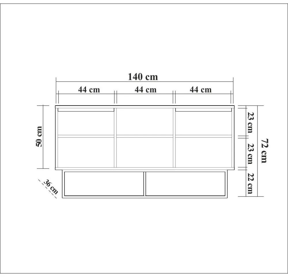 Comodă în culoare naturală joasă cu aspect de lemn de nuc 140x72 cm Rodez – Kalune Design