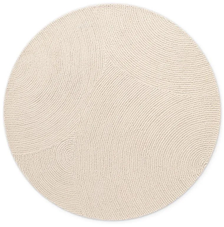 Covor în culoare naturală deschisă, țesut manual, rotund, din lână ø 120 cm Eleni Natural White – Hanse Home