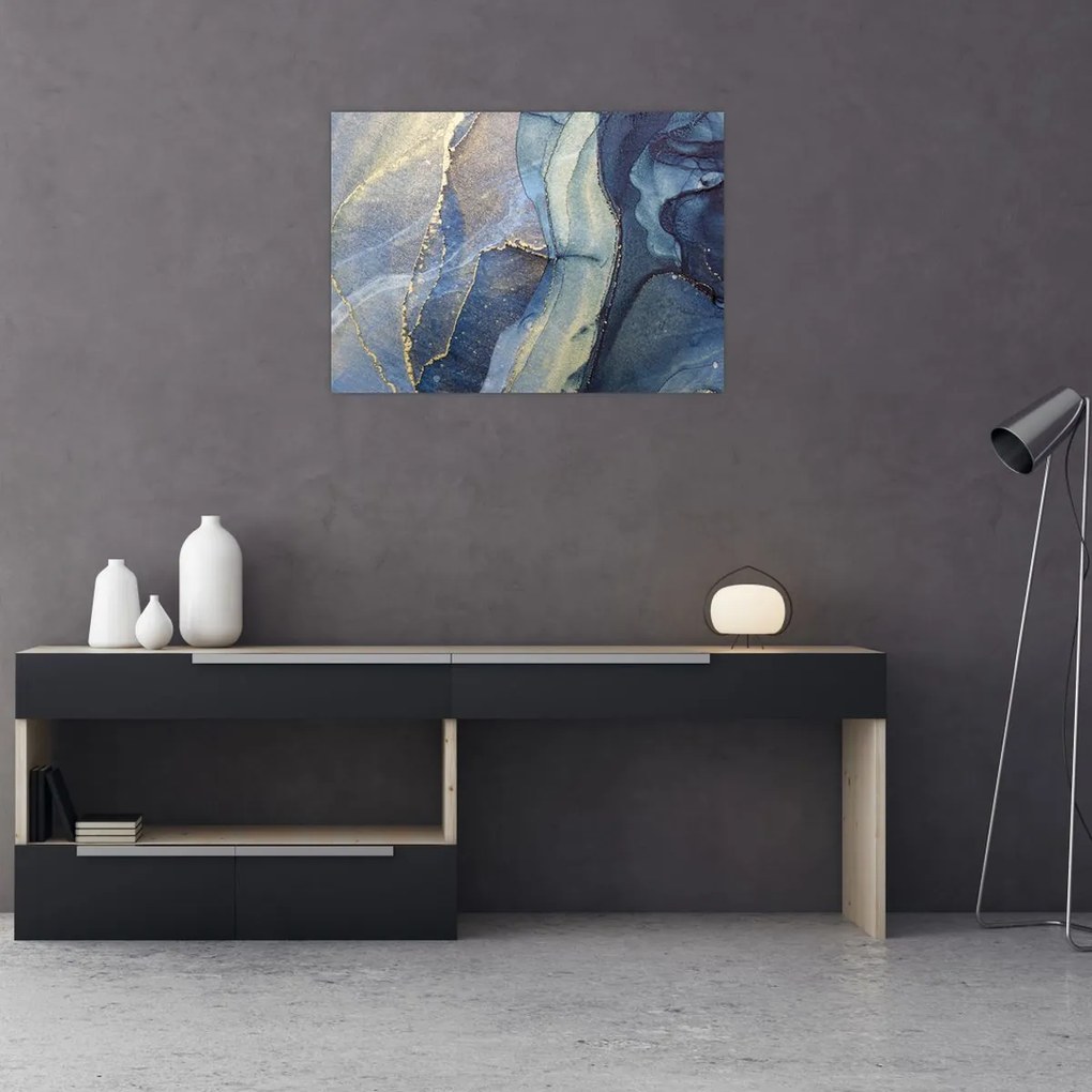 Tablou pe sticlă - Abstracție cu cerneală cu alcool (70x50 cm)