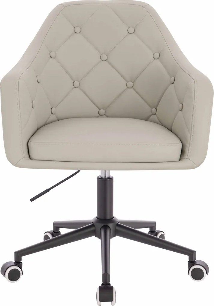 HR831K Scaun Ecru Piele Ecologica Premium Soft cu Bază Neagră