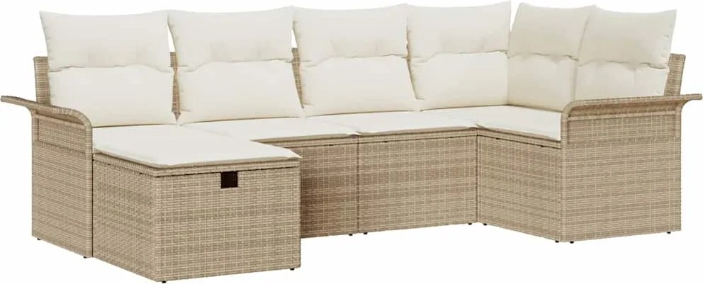 vidaXL Set de canapele pentru grădină cu pernă 6 pcs Rattan poli