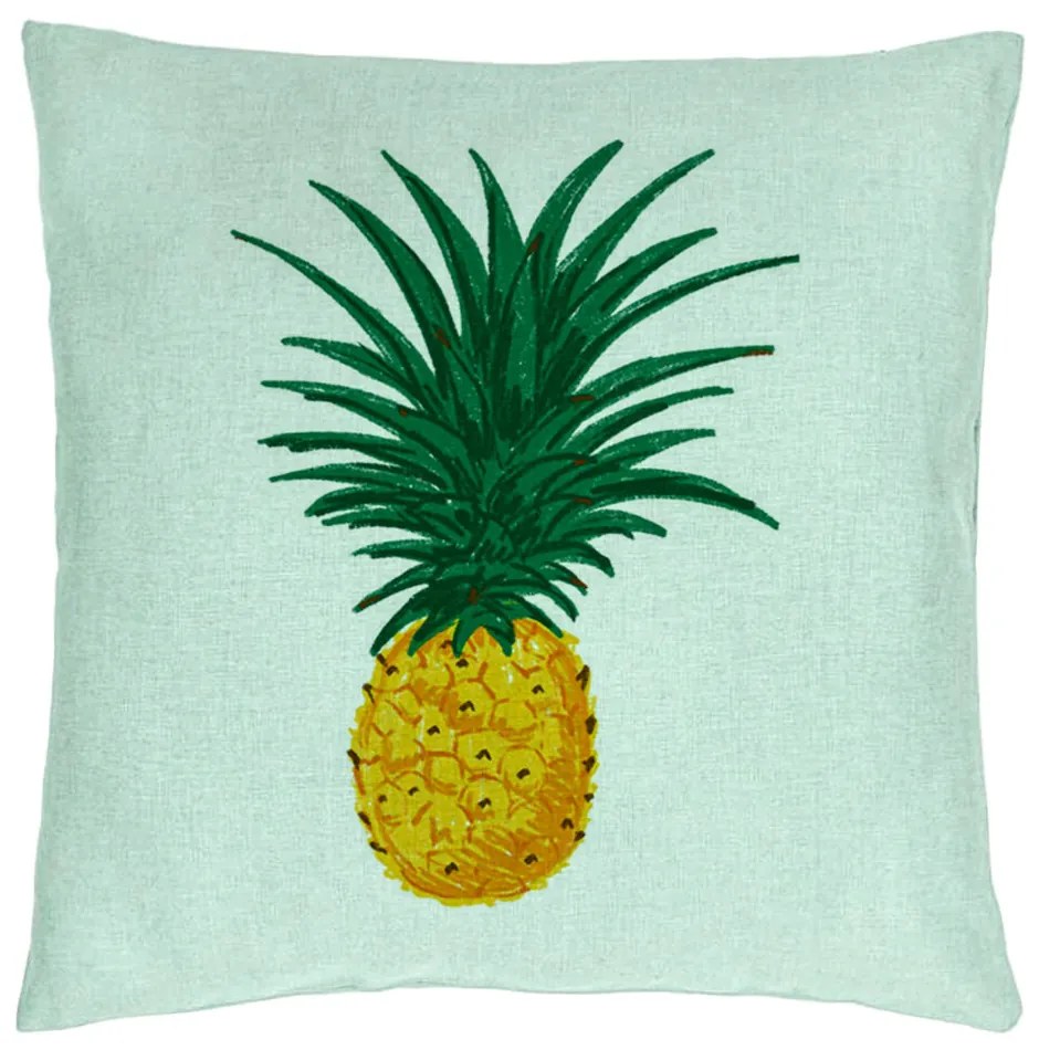 Perna Decorativa, Model Ananas, 40x40 cm, Verde Menta, Husa Detasabila, Burduf